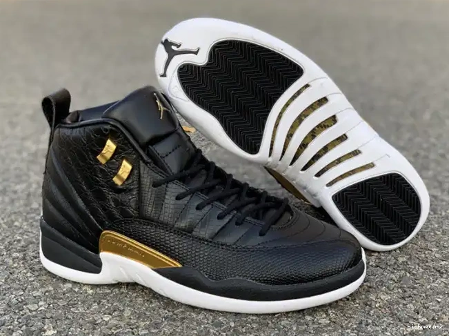 Rep Kickmax Metallic 'Reptile' AO6068-007 Retro Air Jordan Black Gold-White 12 0415